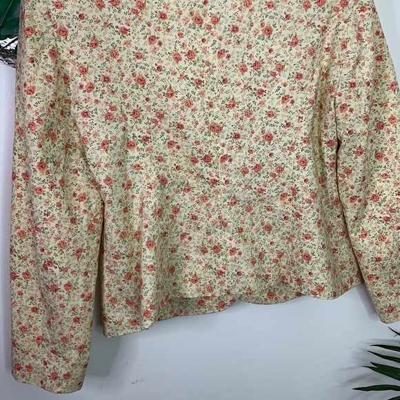 Spring Time Roses Covered Button Lined Blazer  L - Picture 5 of 6